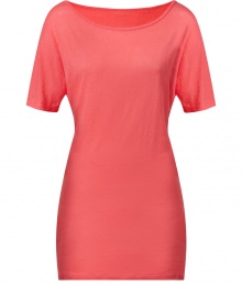 Stylish t-shirt in fine, pure linen - On-trend in sorbet pink - Soft, lighter weight fabric feels great and looks just as good - Wide, round neck and kimono sleeves - Long, lean silhouette is more fitted through hips, hits mid thigh - A Casually chic basic ideal for layering - Pair with a blazer or pullover ans shorts, skinny denim or cigarette pants Stylish t-shirt in fine, pure linen - On-trend in sorbet pink - Soft, lighter weight fabric feels great and looks just as good - Wide, round neck and kimono sleeves - Long, lean silhouette is more fitted through hips, hits mid thigh - A Casually chic basic ideal for layering - Pair with a blazer or pullover ans shorts, skinny denim or cigarette pants