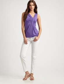 A soft, stretch modal top featuring an intriguing front and body-conscious fit.Twist-frontSleevelessPull-on styleAbout 25 from shoulder to hem96% modal/4% elastaneHand washImported Model shown is 5'10 (177cm) wearing US size Small. A soft, stretch modal top featuring an intriguing front and body-conscious fit.Twist-frontSleevelessPull-on styleAbout 25 from shoulder to hem96% modal/4% elastaneHand washImported Model shown is 5'10 (177cm) wearing US size Small.