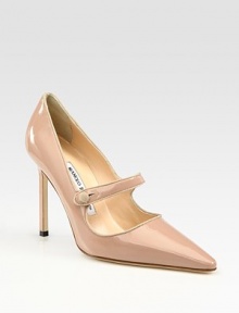 Glossy patent leather in a signature point-toe silhouette, topped with a Mary Jane strap and skinny heel. Self-covered heel, 4 (100mm)Patent leather upperLeather lining and solePadded insoleMade in ItalyOUR FIT MODEL RECOMMENDS ordering one half size up as this style runs small. Glossy patent leather in a signature point-toe silhouette, topped with a Mary Jane strap and skinny heel. Self-covered heel, 4 (100mm)Patent leather upperLeather lining and solePadded insoleMade in ItalyOUR FIT MODEL RECOMMENDS ordering one half size up as this style runs small.