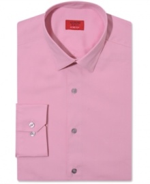 Get the most modern look with Alfani Spectrum. This slim-fit dress shirt instantly streamlines your look. Get the most modern look with Alfani Spectrum. This slim-fit dress shirt instantly streamlines your look.