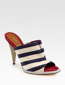 Uplifted by a wooden heel, this striped satin slide has suede and leather trim. Wooden heel, 3½ (90mm)Printed satin, suede and leather upperLeather lining and solePadded insoleMade in ItalyOUR FIT MODEL RECOMMENDS ordering one size up as this style runs small. 