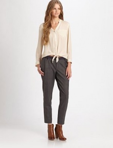 Single patch pocket and a hem tie sweeten this breezy silk essential. ScoopneckButton frontFront patch pocketLong sleevesButtoned cuffsSelf tie at hemSilkDry cleanImportedModel shown is 5'10 (177cm) wearing US size Small. Single patch pocket and a hem tie sweeten this breezy silk essential. ScoopneckButton frontFront patch pocketLong sleevesButtoned cuffsSelf tie at hemSilkDry cleanImportedModel shown is 5'10 (177cm) wearing US size Small.