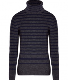 Stripes and a classic silhouette make this turtleneck pullover from Ermanno Scervino is a stylish new-season must-have - Ribbed turtleneck, long sleeves, all-over stripe print, slim fit - Wear with straight leg jeans, a leather jacket, and motorcycle boots