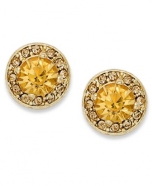 Add a splash of color with Charter Club's stud earrings. With canary-colored glass stones with small accents at the outside. Crafted in 14k gold-plated mixed metal. Approximate diameter: 2/5 inch. Add a splash of color with Charter Club's stud earrings. With canary-colored glass stones with small accents at the outside. Crafted in 14k gold-plated mixed metal. Approximate diameter: 2/5 inch.