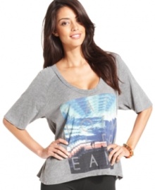 Pleat details at back add unexpected edge to this Chaser printed tee -- perfect for a cute, casual look!