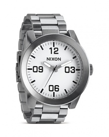 Nixon's The Corporal makes its bold debut with large-scale numbers and a bright white face. Nixon's The Corporal makes its bold debut with large-scale numbers and a bright white face.