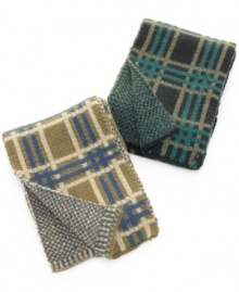 Change up your look (without losing the warmth) with the sleek reversible style of this super-soft plaid scarf from Fossil. Change up your look (without losing the warmth) with the sleek reversible style of this super-soft plaid scarf from Fossil.