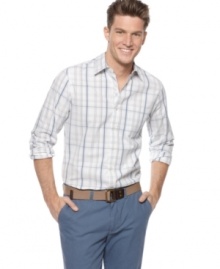 Make an impression with plaid. Stepping out in this slim-fit shirt from Club Room gives you style everyone will remember. Make an impression with plaid. Stepping out in this slim-fit shirt from Club Room gives you style everyone will remember.