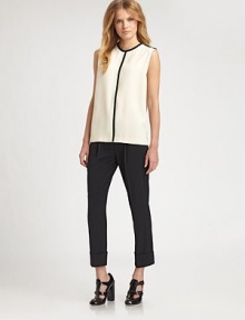 Bold contrast piping defines the chic, minimal cut of this silky style.Jewel necklineSleevelessContrast pipingConcealed back zip53% acetate/47% viscoseDry cleanImportedModel shown is 5'9 (175cm) wearing US size 4. Bold contrast piping defines the chic, minimal cut of this silky style.Jewel necklineSleevelessContrast pipingConcealed back zip53% acetate/47% viscoseDry cleanImportedModel shown is 5'9 (175cm) wearing US size 4.