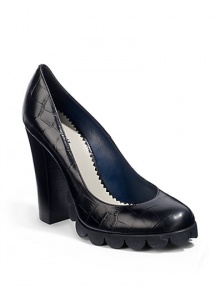 THE LOOKCroc-embossed leather upperBubbled rubber sole for added tractionPadded insoleStacked heel, 4¼ (110mm)Covered platform, ½ (15mm)Compares to a 3¾ heel (95mm)THE MATERIALLeather upperLeather liningRubber soleORIGINMade in Italy THE LOOKCroc-embossed leather upperBubbled rubber sole for added tractionPadded insoleStacked heel, 4¼ (110mm)Covered platform, ½ (15mm)Compares to a 3¾ heel (95mm)THE MATERIALLeather upperLeather liningRubber soleORIGINMade in Italy