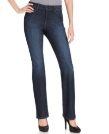 Look slim and sexy in straight-leg petite denim from Not Your Daughter's Jeans! A stretch fabric and a classic wash make these jeans an all-rounder!