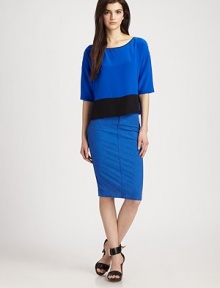 Bold colorblock and a cropped silhouette elevate this airy silk shift.BoatneckDropped shouldersElbow sleevesStraight hemAbout 23 from shoulder to hemSilkDry cleanImportedModel shown is 5'9½ (176cm) wearing US size 4.OUR FIT MODEL RECOMMENDS ordering true size. Bold colorblock and a cropped silhouette elevate this airy silk shift.BoatneckDropped shouldersElbow sleevesStraight hemAbout 23 from shoulder to hemSilkDry cleanImportedModel shown is 5'9½ (176cm) wearing US size 4.OUR FIT MODEL RECOMMENDS ordering true size.