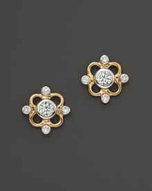 Faceted diamonds shine in 14K. yellow and white gold settings. Faceted diamonds shine in 14K. yellow and white gold settings.