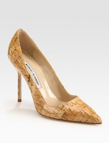 Natural glazed cork in a sophisticated point toe design. Glazed cork heel, 4 (100mm)Glazed cork upperLeather lining and solePadded insoleMade in ItalyOUR FIT MODEL RECOMMENDS ordering one size up as this style runs small. Natural glazed cork in a sophisticated point toe design. Glazed cork heel, 4 (100mm)Glazed cork upperLeather lining and solePadded insoleMade in ItalyOUR FIT MODEL RECOMMENDS ordering one size up as this style runs small.