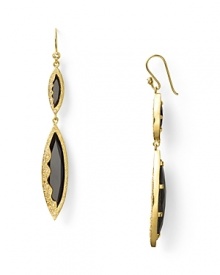 Bring a touch of dark, contemporary glamour to your look with these black onyx double drop earrings from Melinda Maria. Bring a touch of dark, contemporary glamour to your look with these black onyx double drop earrings from Melinda Maria.