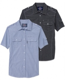 Casual cool kicked up a notch. This Ecko Unltd shirt is just right for the weekend. Casual cool kicked up a notch. This Ecko Unltd shirt is just right for the weekend.
