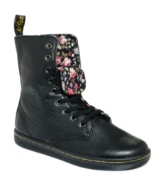 Peekaboo cuteness. Dr. Martens' Stratford high top sneakers are sleek with a floral print on the inside that peeks out from beneath the lace-up vamp. Peekaboo cuteness. Dr. Martens' Stratford high top sneakers are sleek with a floral print on the inside that peeks out from beneath the lace-up vamp.