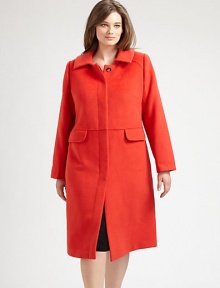 Classic tailoring creates a perfectly complementary design that you will want to wear with everything this season.Collar neckFront and back yokeFrench dartsConcealed button frontFlap pocketsFully linedAbout 45 from shoulder to hem50% wool/35% polyester/15% rayonDry cleanImported Classic tailoring creates a perfectly complementary design that you will want to wear with everything this season.Collar neckFront and back yokeFrench dartsConcealed button frontFlap pocketsFully linedAbout 45 from shoulder to hem50% wool/35% polyester/15% rayonDry cleanImported