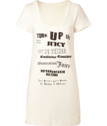 Adorable ecru angel turn up sleep shirt from Juicy Couture - Stay cozy and stylish in this lovely sleep shirt - Oversized fit in a delicate ecru-hued cotton-blend - Stylish V-neck style with logo details - Perfect for glamorous lounging Adorable ecru angel turn up sleep shirt from Juicy Couture - Stay cozy and stylish in this lovely sleep shirt - Oversized fit in a delicate ecru-hued cotton-blend - Stylish V-neck style with logo details - Perfect for glamorous lounging