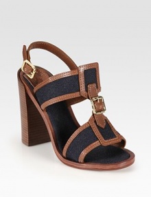 Comfortable linen in a unique t-strap design, accented by rich leather trim and an adjustable slingback. Stacked heel, 4 (100mm)Linen and leather upperLinen liningLeather solePadded insoleImportedOUR FIT MODEL RECOMMENDS ordering one size up as this style runs small. Comfortable linen in a unique t-strap design, accented by rich leather trim and an adjustable slingback. Stacked heel, 4 (100mm)Linen and leather upperLinen liningLeather solePadded insoleImportedOUR FIT MODEL RECOMMENDS ordering one size up as this style runs small.