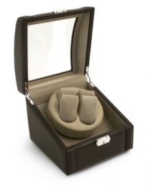 Keep your automatic watches wound and running precise with this elegant black genuine leather watch winder from Bey-Berk International Keep your automatic watches wound and running precise with this elegant black genuine leather watch winder from Bey-Berk International