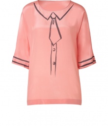 With a cheeky trompe loeil tie print, this Moschino Cheap & Chic top is a quirky-cool must-have - Round neck, short sleeves, front suit and tie graphic, striped cuffs, relaxed fit - Wear with cropped trousers, a bold shoulder blazer, and classic pumps With a cheeky trompe loeil tie print, this Moschino Cheap & Chic top is a quirky-cool must-have - Round neck, short sleeves, front suit and tie graphic, striped cuffs, relaxed fit - Wear with cropped trousers, a bold shoulder blazer, and classic pumps