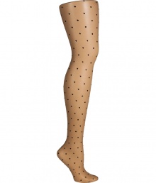 Decorated with darling dots, Fogals sheer stockings set a sweet foundation for countless looks - Sheer, allover dot and fine crisscross rhomb pattern, comfortable stretch waistband, cotton gusset, invisible heel and toe - Perfect for wearing with modern-vintage dresses