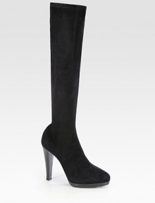 Reach new heights with this sky-high design of fine Italian suede with a hint of stretch. Stacked heel, 4½ (115mm)Stacked platform, ½ (15mm)Compares to a 4 heel, (100mm)Shaft, 17Leg circumference, 11Suede upperSide zipLeather liningLeather and rubber solePadded insoleMade in Italy Reach new heights with this sky-high design of fine Italian suede with a hint of stretch. Stacked heel, 4½ (115mm)Stacked platform, ½ (15mm)Compares to a 4 heel, (100mm)Shaft, 17Leg circumference, 11Suede upperSide zipLeather liningLeather and rubber solePadded insoleMade in Italy