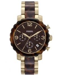 Natural hues and golden tones create this Natalie watch from Fossil. Natural hues and golden tones create this Natalie watch from Fossil.