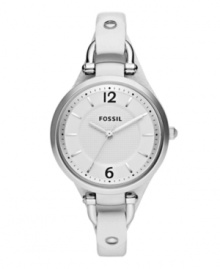 Lock down a trendy look with this vintage-inspired cuff watch by Fossil. Lock down a trendy look with this vintage-inspired cuff watch by Fossil.