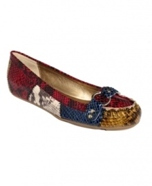 Colorful prints make any look more interesting. FALCHI by Falchi's moccasin-style Agnes flats are multi-colored with cute metal ring detailing at the vamp. Colorful prints make any look more interesting. FALCHI by Falchi's moccasin-style Agnes flats are multi-colored with cute metal ring detailing at the vamp.
