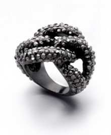 Braid expectations. A complex braided motif adds a distinctive design detail to this stylish ring from Bar III. Embellished with glittering crystals, it's crafted in hematite tone mixed metal. Size 7. Braid expectations. A complex braided motif adds a distinctive design detail to this stylish ring from Bar III. Embellished with glittering crystals, it's crafted in hematite tone mixed metal. Size 7.