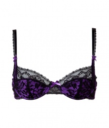 Super sexy jet and purple Cupcake contour bra by Elle MacPherson Intimates - This supermodel-approved contour bra is sultry with a fun vintage feel thats both naughty and nice - Poly-blend bra with lightly padded half cups, slim adjustable straps and hook and eye back closure - Looks great under most outfits Super sexy jet and purple Cupcake contour bra by Elle MacPherson Intimates - This supermodel-approved contour bra is sultry with a fun vintage feel thats both naughty and nice - Poly-blend bra with lightly padded half cups, slim adjustable straps and hook and eye back closure - Looks great under most outfits