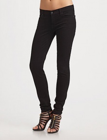 Sexy skinny-fit stretch denim with minimal details.THE FITFitted from waist to hem Rise, about 8 Inseam, about 30THE DETAILSZip fly Five-pocket style Plain back patch pockets 98% cotton/2% spandex; machine wash Made in USA of imported fabric Sexy skinny-fit stretch denim with minimal details.THE FITFitted from waist to hem Rise, about 8 Inseam, about 30THE DETAILSZip fly Five-pocket style Plain back patch pockets 98% cotton/2% spandex; machine wash Made in USA of imported fabric