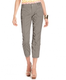 Bold rhinestone buttons add just a touch of bling to INC's curvy-fit cotton-blend pants! Bold rhinestone buttons add just a touch of bling to INC's curvy-fit cotton-blend pants!