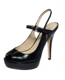 A fierce fashionista is never afraid to flaunt it. Make heads turn in INC International Concepts' Mariela sandals featuring a mile-high heel, classic peep toe and slingback strap. A fierce fashionista is never afraid to flaunt it. Make heads turn in INC International Concepts' Mariela sandals featuring a mile-high heel, classic peep toe and slingback strap.