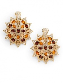 THE LOOKStarburst design Colored glass crystal details 22k goldplated settingClip onTHE MEASUREMENTWidth, about 1½Length, about 2¼ORIGINImported THE LOOKStarburst design Colored glass crystal details 22k goldplated settingClip onTHE MEASUREMENTWidth, about 1½Length, about 2¼ORIGINImported