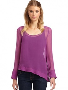 THE LOOKSheer constructionLong sleeves with cuff detailBack keyhole with button closureTHE FITAbout 24 from shoulder to hemTHE MATERIALSilkCARE & ORIGINDry cleanImportedModel shown is 5'10 (177cm) wearing US size Small. THE LOOKSheer constructionLong sleeves with cuff detailBack keyhole with button closureTHE FITAbout 24 from shoulder to hemTHE MATERIALSilkCARE & ORIGINDry cleanImportedModel shown is 5'10 (177cm) wearing US size Small.