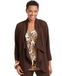 This open-front cardigan from J Jones New York adds a sophisticated touch to everyday ensembles. Pair it with a printed top and matching pants for a look that is comfy and chic. This open-front cardigan from J Jones New York adds a sophisticated touch to everyday ensembles. Pair it with a printed top and matching pants for a look that is comfy and chic.