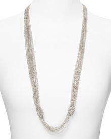 Aqua's knotted necklace will give every look an instant shot of edgy texture, accented by dramatic multi chain links. Wear it to adorn a downtown look. Aqua's knotted necklace will give every look an instant shot of edgy texture, accented by dramatic multi chain links. Wear it to adorn a downtown look.