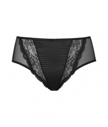 Get the sultry glamorous look of a vintage 1950s pin up girl in Von Follies by Dita Von Teeses quilted black satin and lace high-waisted briefs - Slinky lightweight quilted satin front panel, sheer scalloped stretch lace trim, sheer mesh sides and back with ruched detail - High-waisted, full coverage - Wear with the matching corset for a seriously seductive look Get the sultry glamorous look of a vintage 1950s pin up girl in Von Follies by Dita Von Teeses quilted black satin and lace high-waisted briefs - Slinky lightweight quilted satin front panel, sheer scalloped stretch lace trim, sheer mesh sides and back with ruched detail - High-waisted, full coverage - Wear with the matching corset for a seriously seductive look