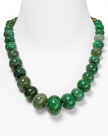 Kenneth Jay Lane's graduated beaded necklace will instantly transform closet staples. This style refuses to blend in, so showcase the agate beads over a basic neckline. Kenneth Jay Lane's graduated beaded necklace will instantly transform closet staples. This style refuses to blend in, so showcase the agate beads over a basic neckline.