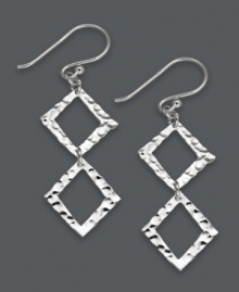 Double up on contemporary design. Studio Silver's stunning double drop earrings are perfect for office or evening. Crafted in sterling silver with a unique hammered design. Approximate drop: 1-3/4 inches. Double up on contemporary design. Studio Silver's stunning double drop earrings are perfect for office or evening. Crafted in sterling silver with a unique hammered design. Approximate drop: 1-3/4 inches.
