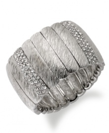 A touch of glass gives this cuff bracelet from Alfani an elegant touch. Crafted from silver-tone mixed metal, the accents adorning it adds luster. Approximate diameter: 2-1/4 inches. A touch of glass gives this cuff bracelet from Alfani an elegant touch. Crafted from silver-tone mixed metal, the accents adorning it adds luster. Approximate diameter: 2-1/4 inches.