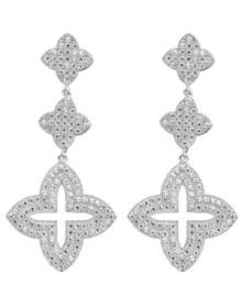 Dazzling drops. With sparkling cubic zirconias (4-1/6 ct. t.w.) and a chic clover theme, CRISLU's stunning drop earrings are sure to add glamour to your style. Crafted in platinum over sterling silver. Approximate drop: 1-5/8 inches. Dazzling drops. With sparkling cubic zirconias (4-1/6 ct. t.w.) and a chic clover theme, CRISLU's stunning drop earrings are sure to add glamour to your style. Crafted in platinum over sterling silver. Approximate drop: 1-5/8 inches.