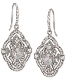 All the glistening glamour can be found in these diamond-shape drop earrings from Carolee. Crafted from silver-tone mixed metal, the pair dazzles with an array of glass crystals adorning it. Approximate drop: 1-1/8 inches. All the glistening glamour can be found in these diamond-shape drop earrings from Carolee. Crafted from silver-tone mixed metal, the pair dazzles with an array of glass crystals adorning it. Approximate drop: 1-1/8 inches.