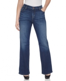 A contoured waistband lends a defined fit to Levi's bootcut plus size jeans-- pair them with the season's latest tops! A contoured waistband lends a defined fit to Levi's bootcut plus size jeans-- pair them with the season's latest tops!
