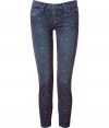 Stylish jeans in fine, dark blue cotton stretch blend - The seasons must-have from cult American denim label Current Elliott - Delicate, all-over floral print - On-trend, 7/8 cut crops at ankles - Low rise, ultra-fitted silhouette flatters every curve - Traditional five-pocket style with belt loops, zip fly and button closure - Sexy and chic, easily dressed up or down - Pair with a tank, blazer and wedges, or go for a more casual look with a tunic top or boyfriend cardigan and flat sandals