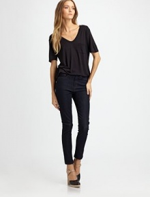 Classic rail-straight denim, cropped at the ankle with a flattering high rise.THE FITFitted through hips and thighsRise, about 10Inseam, about 27THE DETAILSZip flyFive-pocket style37% cotton/35% rayon/26% tencel/2% LycraMachine washImported Classic rail-straight denim, cropped at the ankle with a flattering high rise.THE FITFitted through hips and thighsRise, about 10Inseam, about 27THE DETAILSZip flyFive-pocket style37% cotton/35% rayon/26% tencel/2% LycraMachine washImported