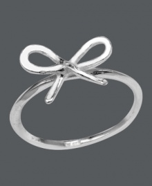 Tie your look together in style that shines. This chic ring by Unwritten features a cut-out bow design crafted in sterling silver. Sizes 7 and 8. Tie your look together in style that shines. This chic ring by Unwritten features a cut-out bow design crafted in sterling silver. Sizes 7 and 8.